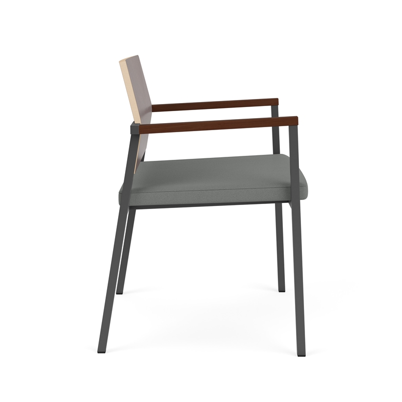 Avon Reception Oversize Chair UPH Seat HPL Back / Charcoal Steel / Walnut / Gray