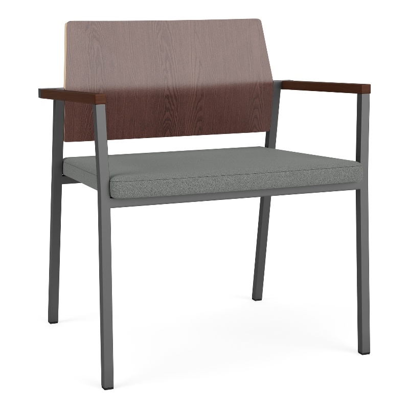 Avon Reception Oversize Chair UPH Seat HPL Back / Charcoal Steel / Walnut / Gray