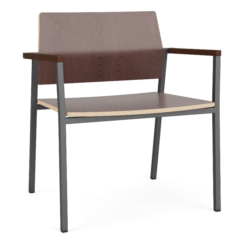 Avon Reception Waiting Oversize Chair HPL Seat Back / Charcoal Steel / Walnut