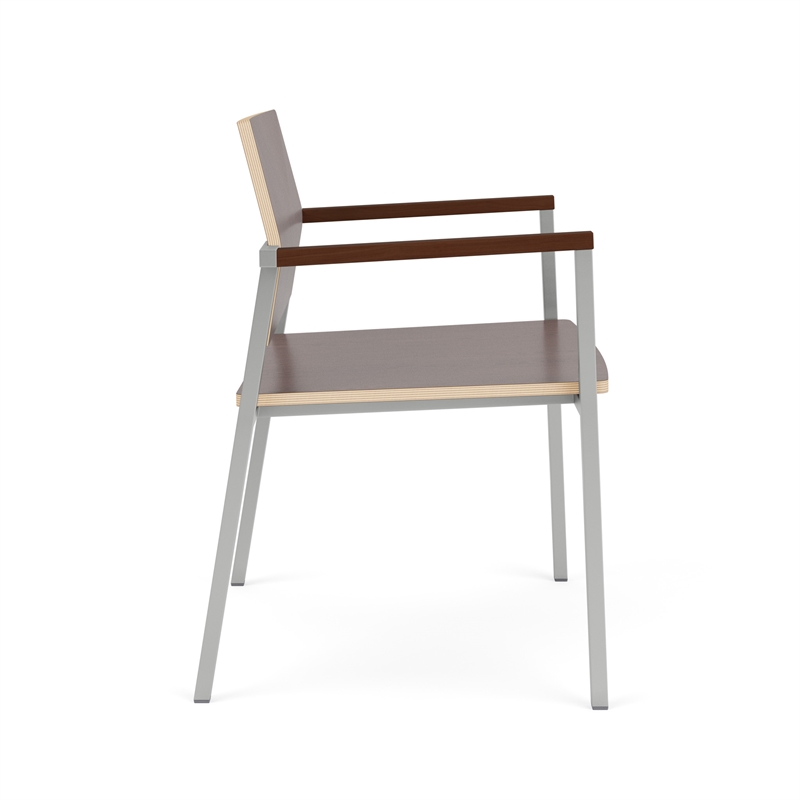 Avon Reception Waiting Oversize Chair HPL Seat Back / Silver Steel / Walnut
