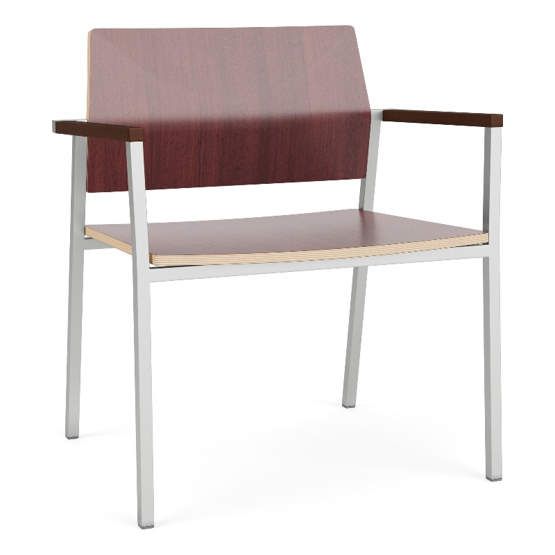 Avon Reception Waiting Oversize Chair HPL Seat Back / Silver Steel / Mahogany