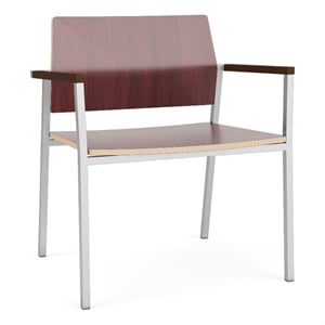 Avon Reception Waiting Oversize Chair HPL Seat Back / Silver Steel / Mahogany