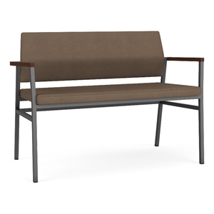 Avon Reception 2 Seater UPH Seat Back No Cntr Arms / Charcoal Steel / Brown