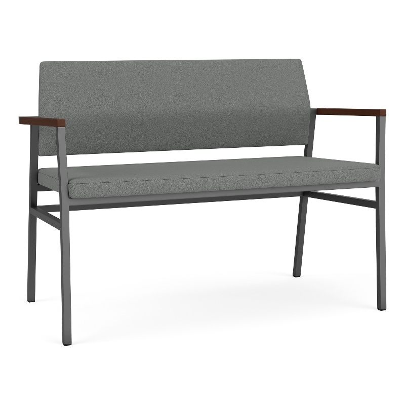 Avon Reception 2 Seater UPH Seat Back No Cntr Arms / Charcoal Steel / Light Gray