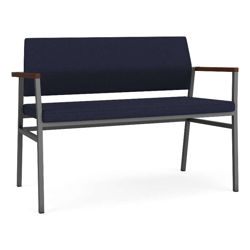 Avon Reception 2 Seater UPH Seat Back No Cntr Arms / Charcoal Steel / Navy Blue