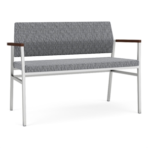 Avon Reception Waiting 2 Seater UPH Seat Back No Cntr Arms / Silver Steel / Gray