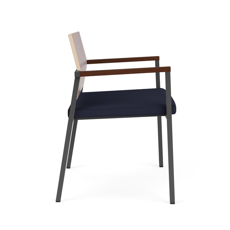 Avon Reception Oversize Chair UPH Seat HPL Back / Charcoal / Mahogany / Blue