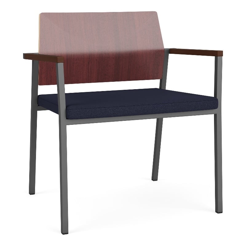 Avon Reception Oversize Chair UPH Seat HPL Back / Charcoal / Mahogany / Blue
