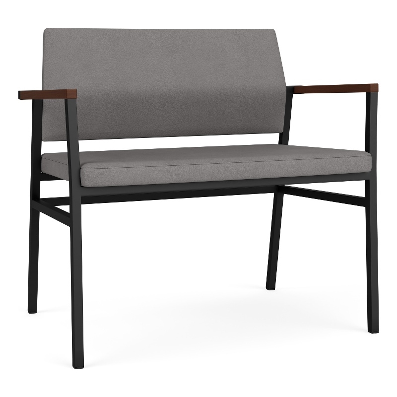 Avon Reception Waiting Bariatric Chair UPH Seat Back / Black Steel / Light Gray