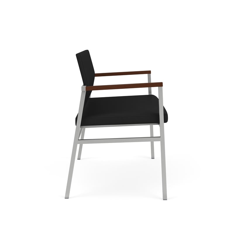 Avon Reception 2 Seater UPH Seat Back No Cntr Arms / Silver Steel / Black