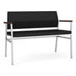 Avon Reception 2 Seater UPH Seat Back No Cntr Arms / Silver Steel / Black