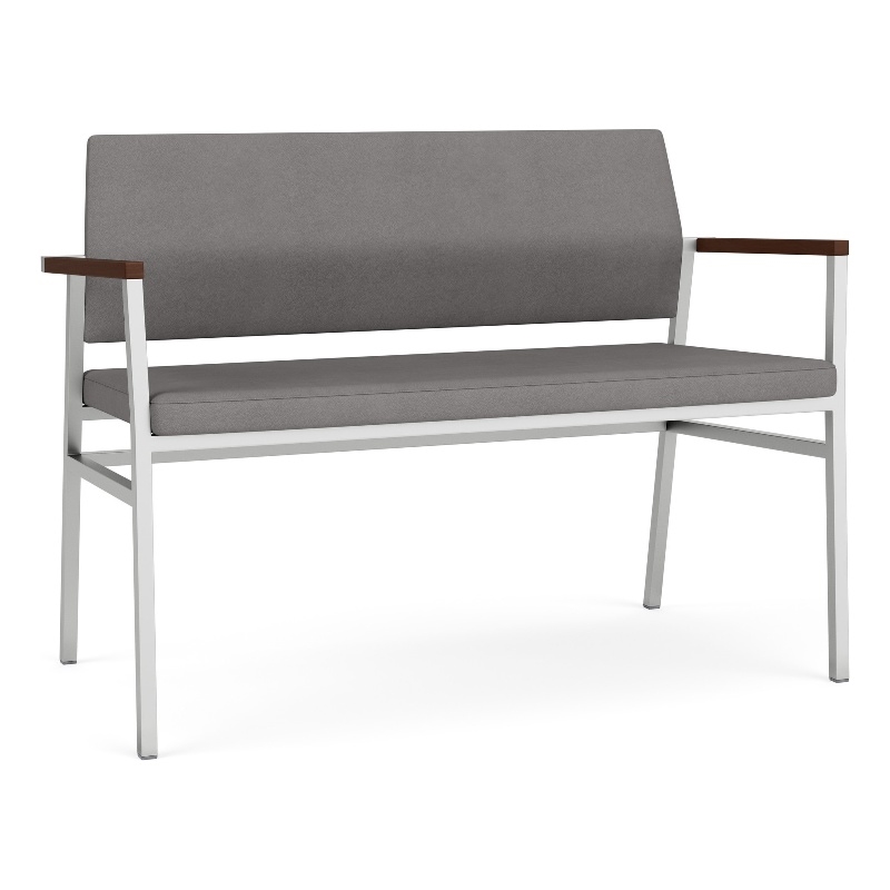 Avon Reception 2 Seater UPH Seat Back No Cntr Arms / Silver Steel / Light Gray