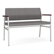 Avon Reception 2 Seater UPH Seat Back No Cntr Arms / Silver Steel / Light Gray