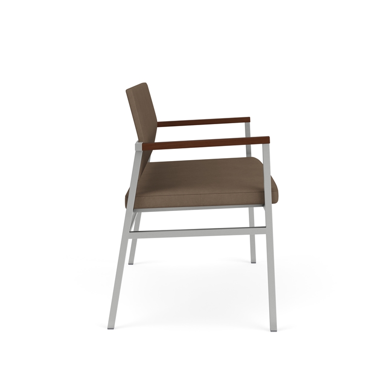 Avon Reception 2 Seater UPH Seat Back No Cntr Arms / Silver Steel / Brown