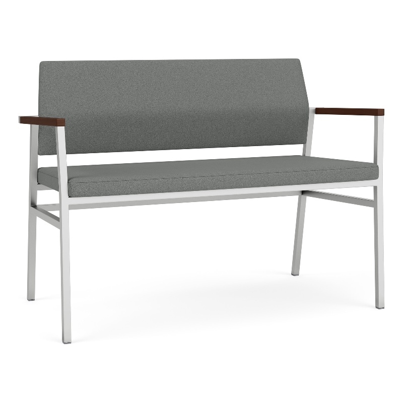 Avon Reception 2 Seater UPH Seat Back No Cntr Arms / Silver Steel / Light Gray