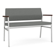 Avon Reception 2 Seater UPH Seat Back No Cntr Arms / Silver Steel / Light Gray