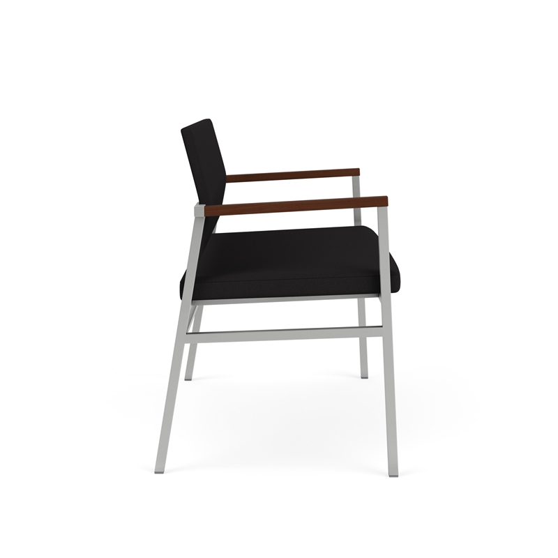 Avon Reception 2 Seater UPH Seat Back No Cntr Arms / Silver Steel / Black