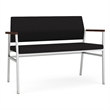 Avon Reception 2 Seater UPH Seat Back No Cntr Arms / Silver Steel / Black