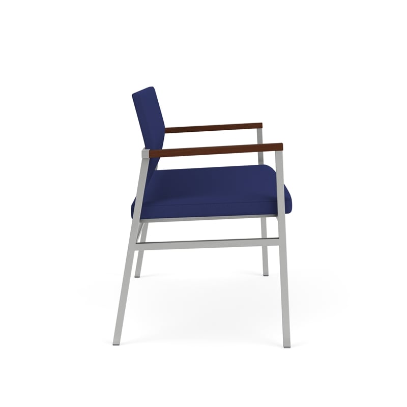 Avon Reception Waiting 2 Seater UPH Seat Back No Cntr Arms / Silver Steel / Blue