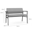 Avon Reception Waiting 2 Seater UPH Seat Back No Cntr Arms / Silver Steel / Blue