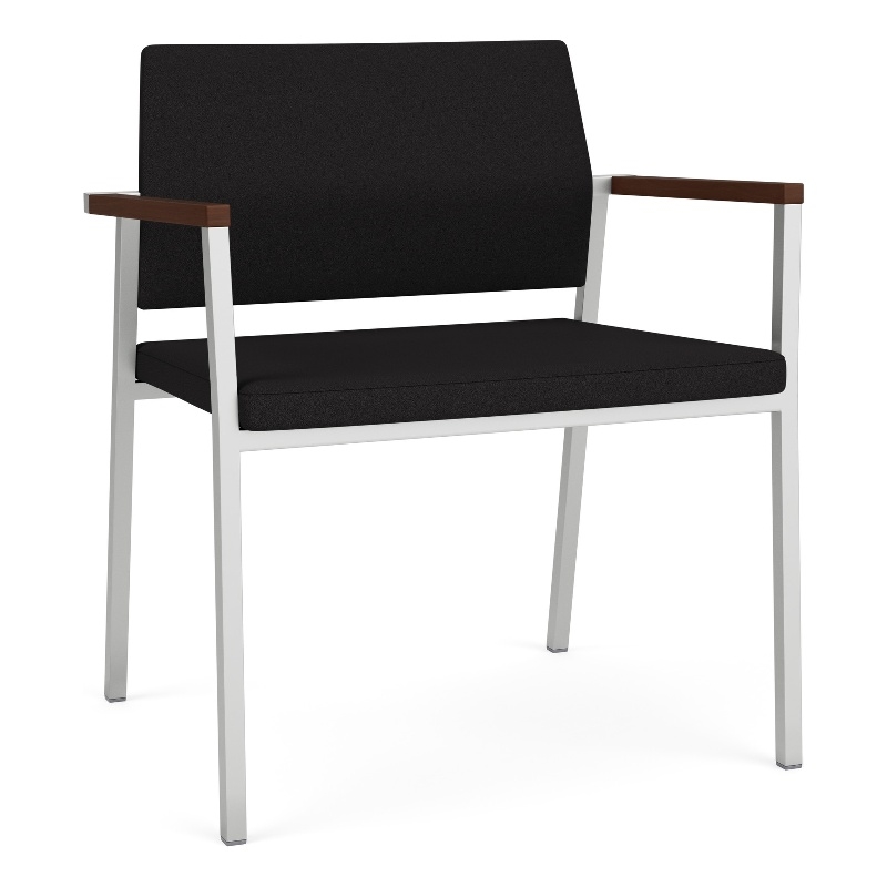 Avon Reception Waiting Oversize Chair UPH Seat Back / Silver Steel / Black