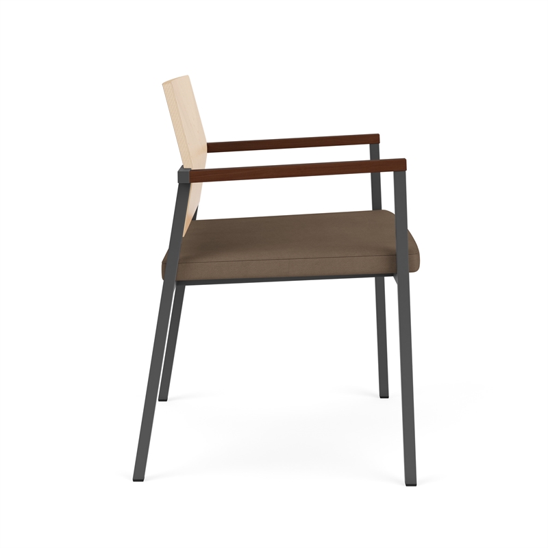 Avon Reception Oversize Chair UPH Seat HPL Back / Charcoal / Natural / Brown