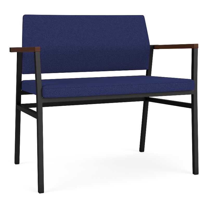 Avon Reception Waiting Bariatric Chair UPH Seat Back / Black Steel / Blue