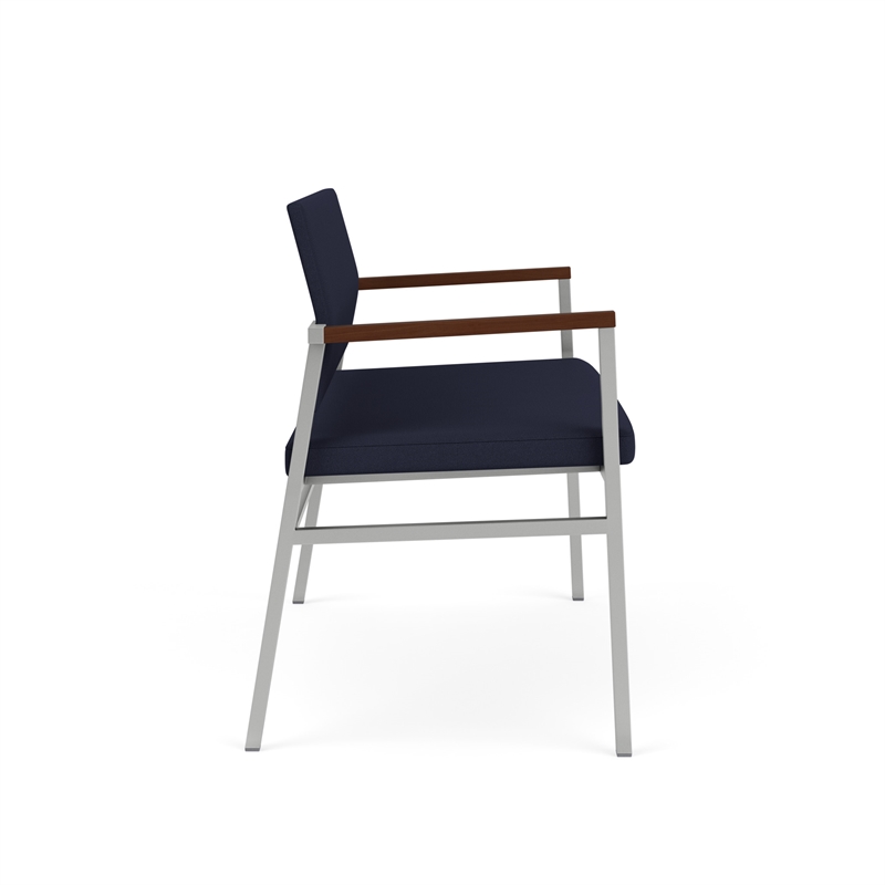 Avon Reception 2 Seater UPH Seat Back No Cntr Arms / Silver Steel / Navy Blue