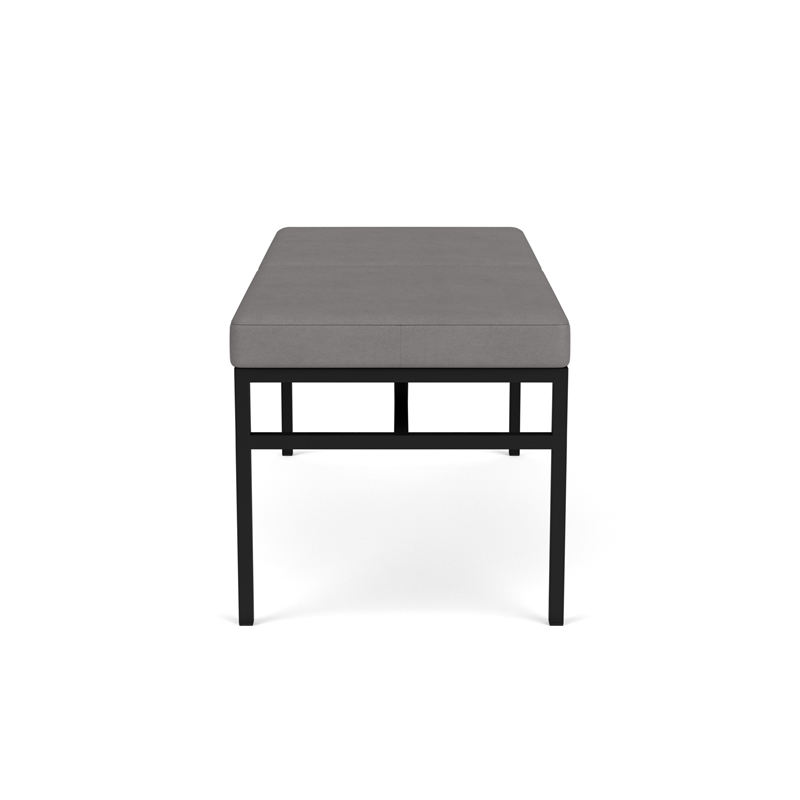 Avon Reception Waiting 2 Seat Bench 550 LB Capacity / Black Steel / Light Gray