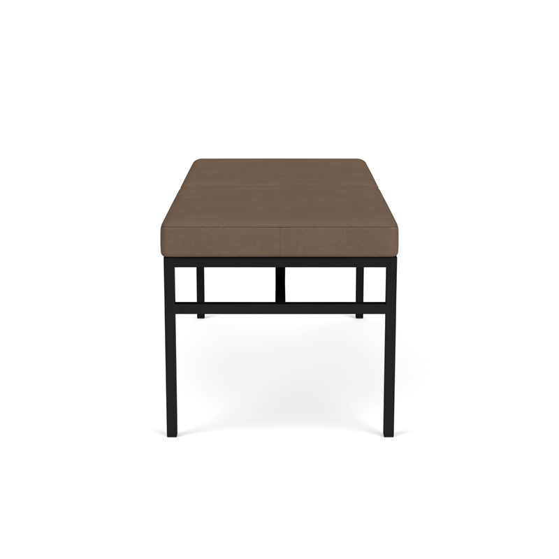 Avon Reception Waiting 2 Seat Bench 550 LB Capacity / Black Steel / Brown