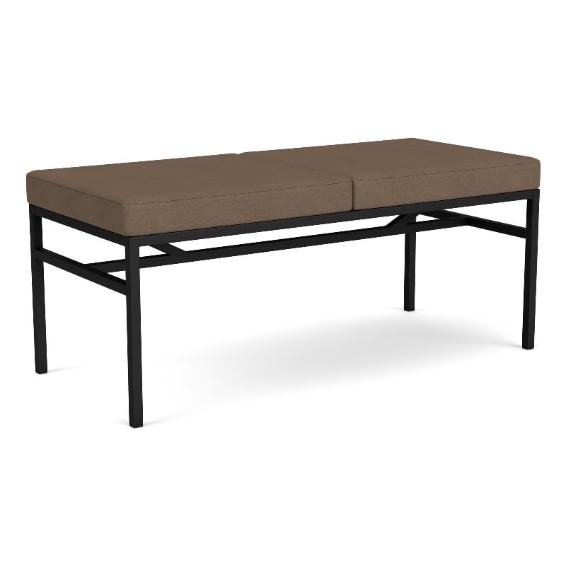 Avon Reception Waiting 2 Seat Bench 550 LB Capacity / Black Steel / Brown