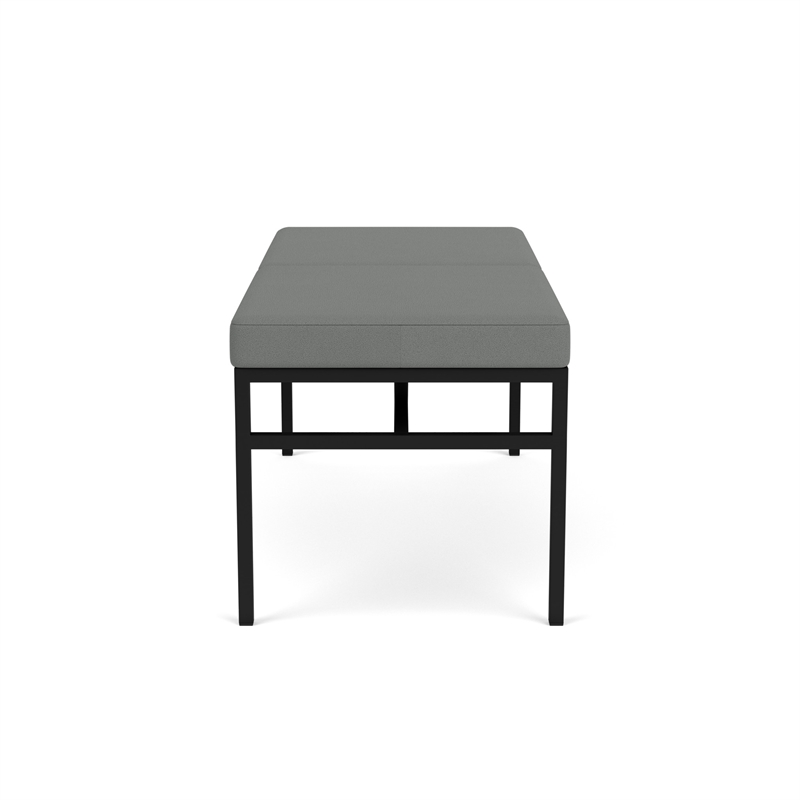 Avon Reception Waiting 2 Seat Bench 550 LB Capacity / Black Steel / Light Gray