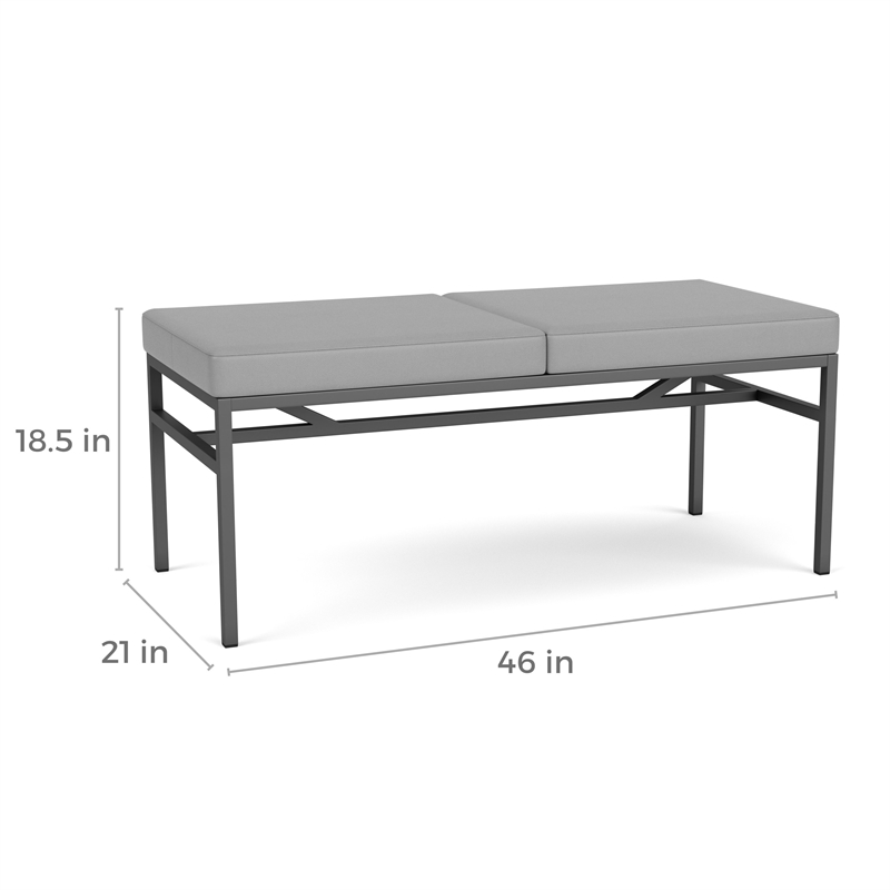 Avon Reception Waiting 2 Seat Bench 550 LB Capacity / Charcoal Steel / Gray