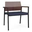 Avon Reception Oversize Chair UPH Seat HPL Back / Black Steel / Walnut / Blue