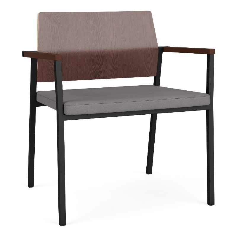 Avon Reception Oversize Chair UPH Seat HPL Back / Black Steel / Walnut / Gray