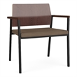 Avon Reception Oversize Chair UPH Seat HPL Back / Black Steel / Walnut / Brown
