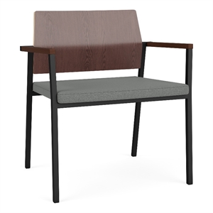 Avon Reception Oversize Chair UPH Seat HPL Back / Black Steel / Walnut / Gray
