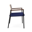 Avon Reception Oversize Chair UPH Seat HPL Back / Black Steel / Walnut / Blue