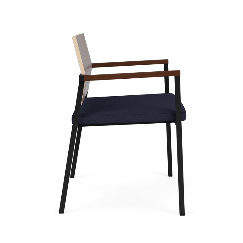 Avon Reception Oversize Chair UPH Seat HPL Back / Black / Walnut / Navy Blue