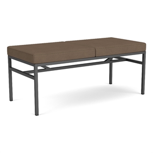 Avon Reception Waiting 2 Seat Bench 550 LB Capacity / Charcoal Steel / Brown