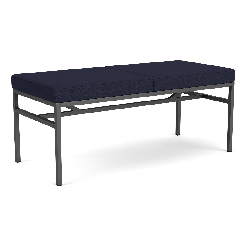 Avon Reception Waiting 2 Seat Bench 550 LB Capacity / Charcoal Steel / Navy Blue