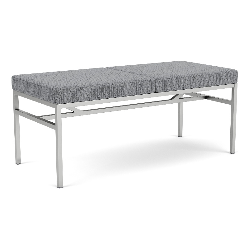 Avon Reception Waiting 2 Seat Bench 550 LB Capacity / Silver Steel / Gray