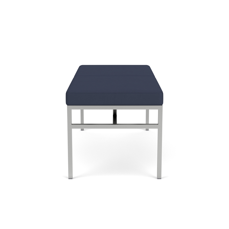 Avon Reception Waiting 2 Seat Bench 550 LB Capacity / Silver Steel / Blue
