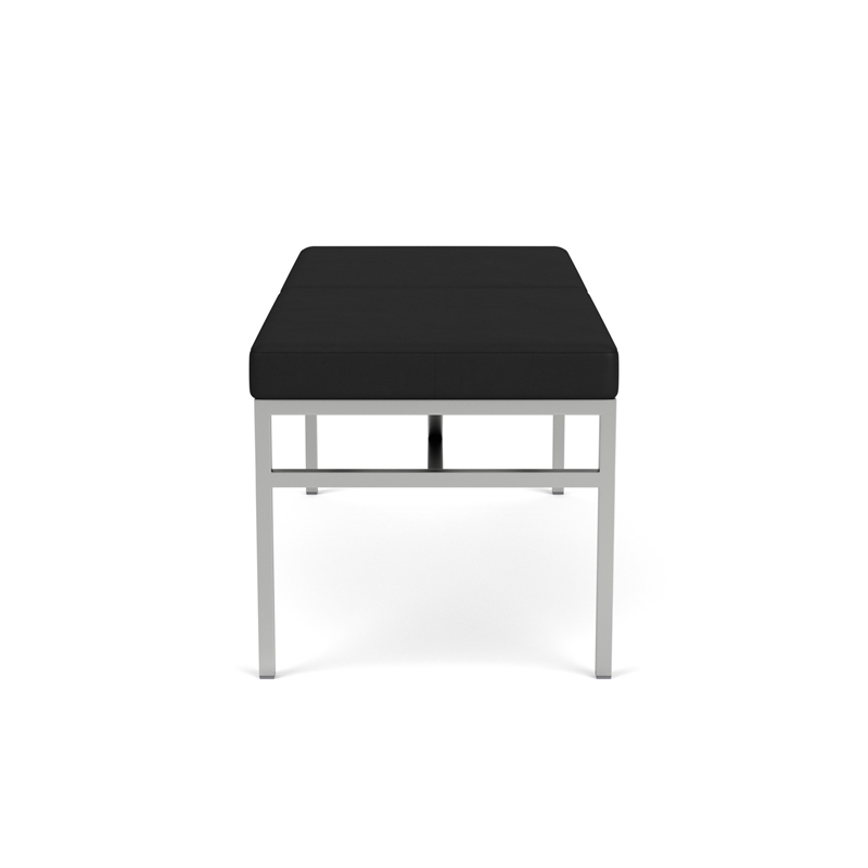 Avon Reception Waiting 2 Seat Bench 550 LB Capacity / Silver Steel / Black