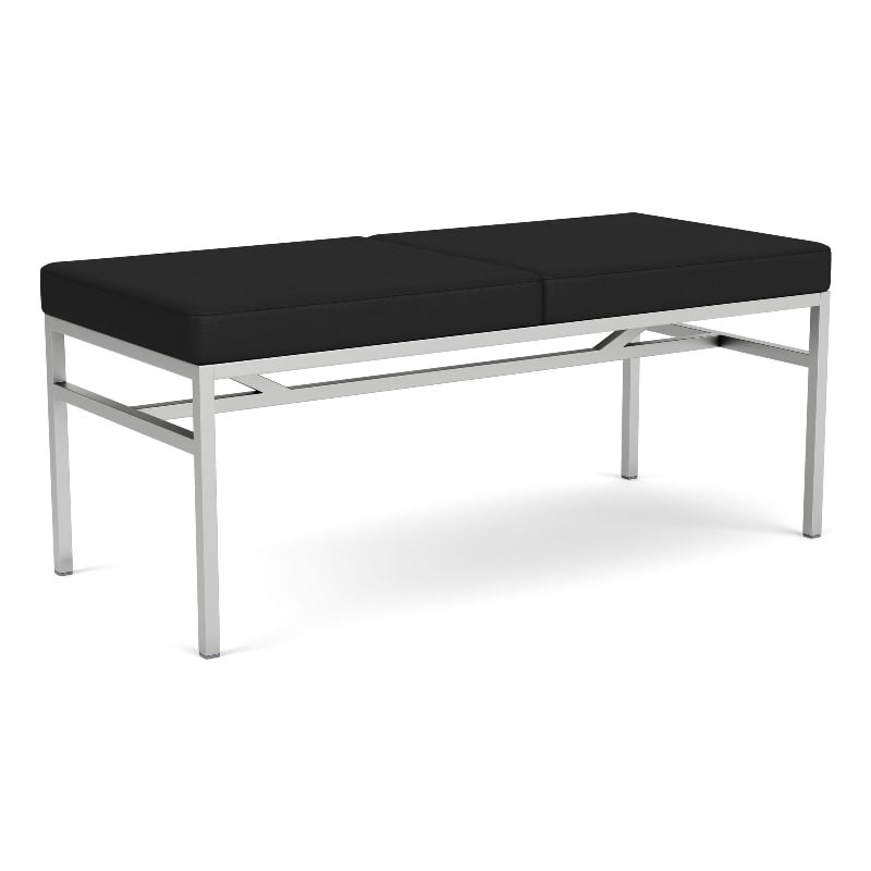 Avon Reception Waiting 2 Seat Bench 550 LB Capacity / Silver Steel / Black