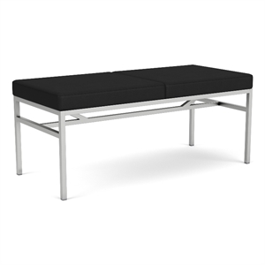 Avon Reception Waiting 2 Seat Bench 550 LB Capacity / Silver Steel / Black