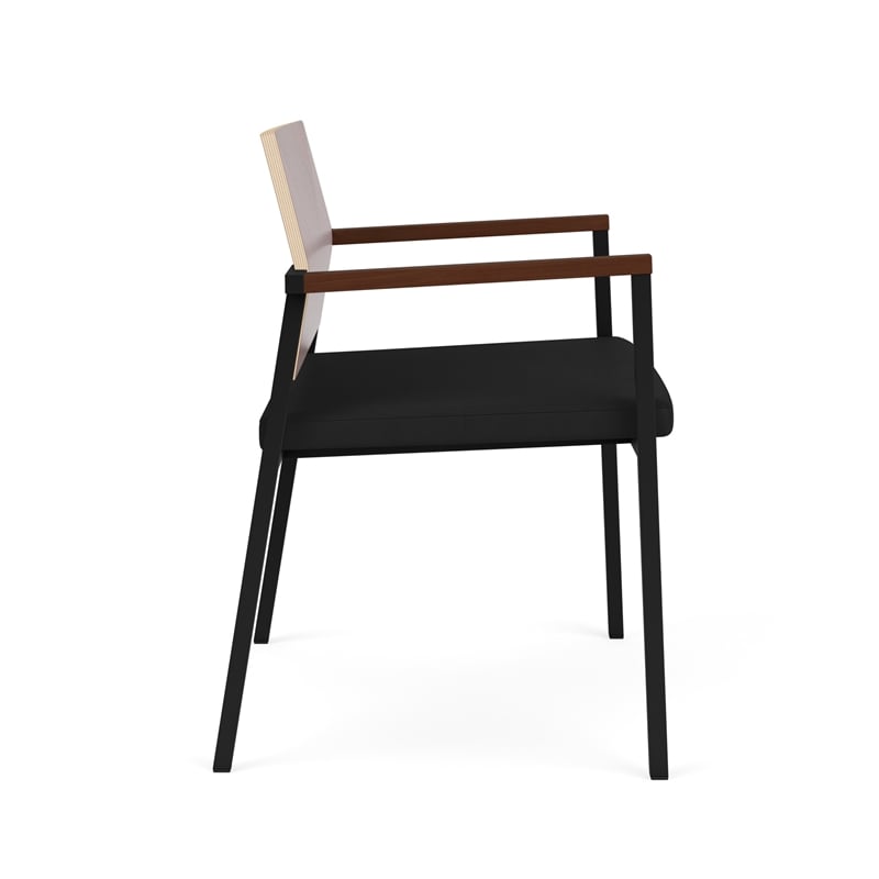 Avon Reception Oversize Chair UPH Seat HPL Back / Black Steel / Mahogany / Black