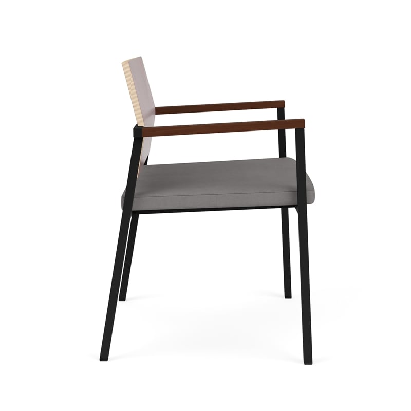 Avon Reception Oversize Chair UPH Seat HPL Back / Black Steel / Mahogany / Gray