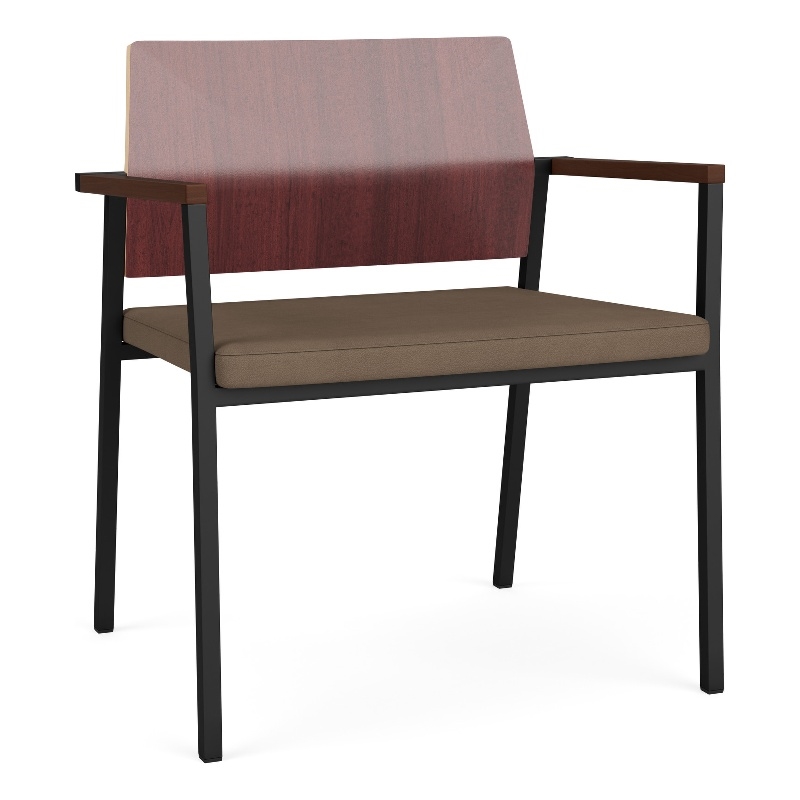 Avon Reception Oversize Chair UPH Seat HPL Back / Black Steel / Mahogany / Brown