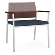 Avon Reception Oversize Chair UPH Seat HPL Back / Silver Steel / Walnut / Blue